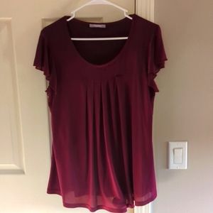 Furnex Burgundy Flowy Top with fluttery capsleeves
